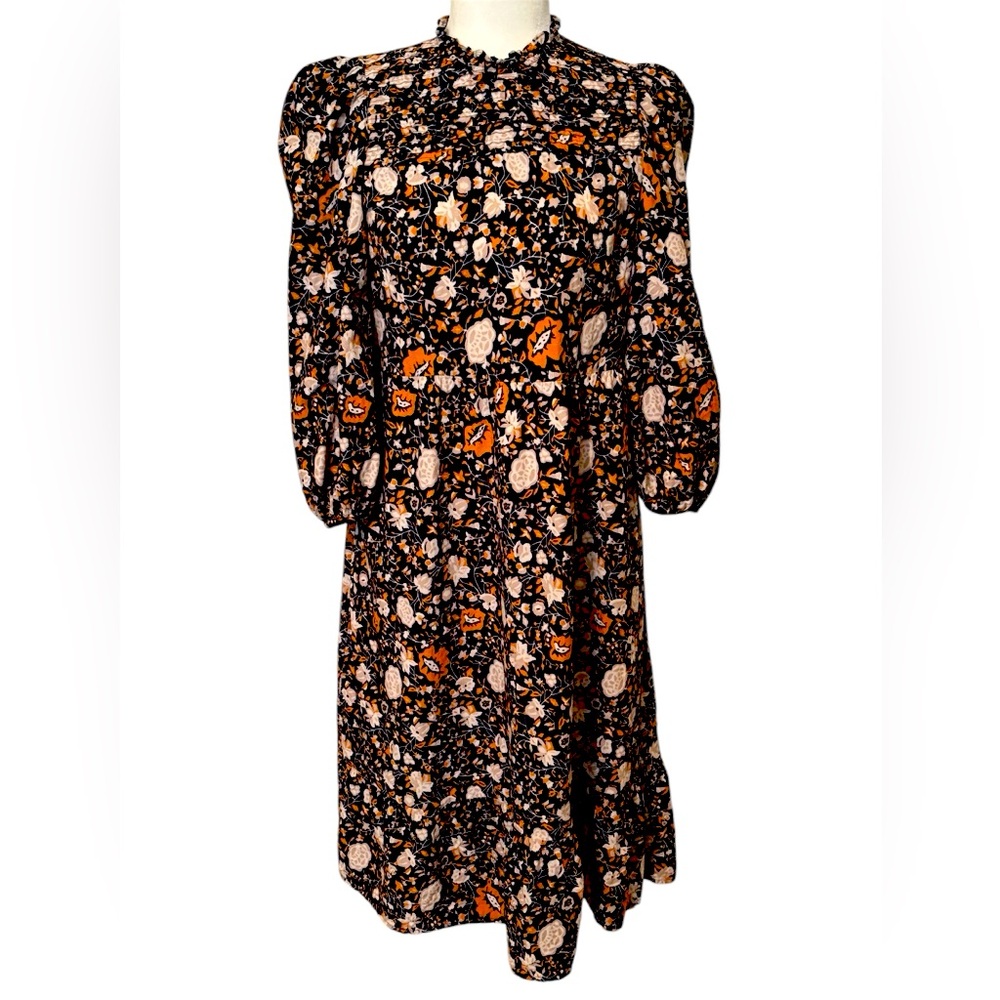 UNIVERSAL THREAD Navy and Gold Floral Prairie Dress Size XSmall